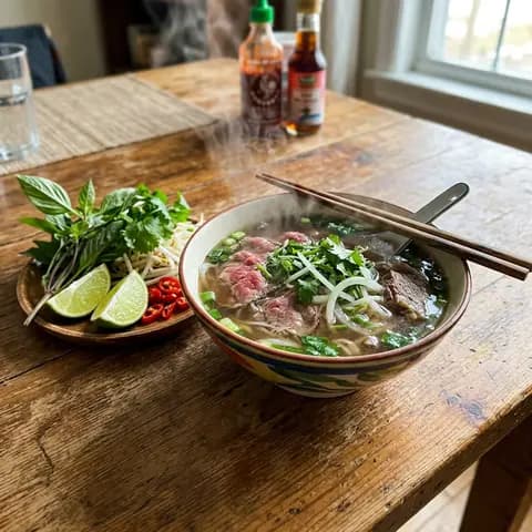 A bowl of pho