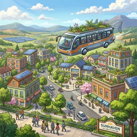 A future town with solar roofs