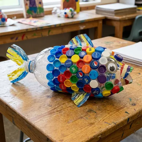 A fish made of bottle caps